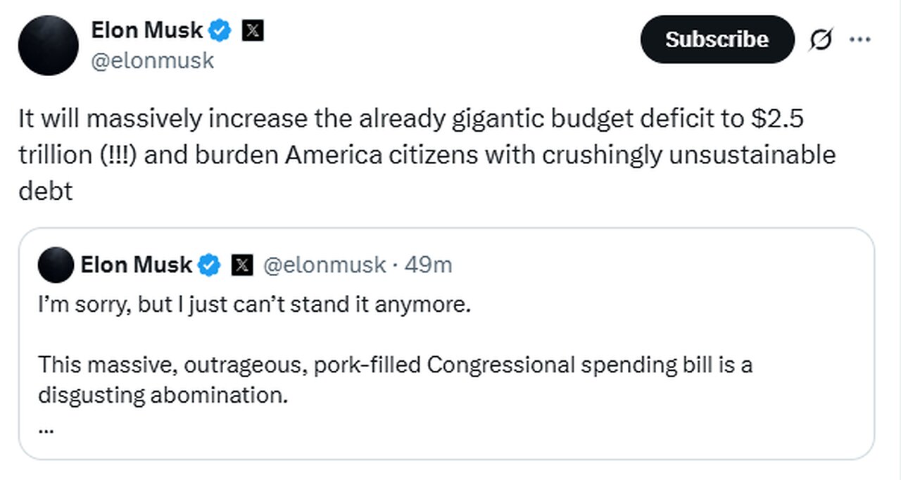 Elon— just carpet bombed the Big Beautiful Bill!
