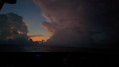Offshore lightning on the left