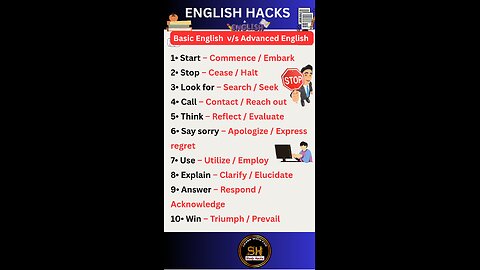 Basic English 🆚 Advance English for spoken English 04 #studyhacks123 #english #basic #shorts