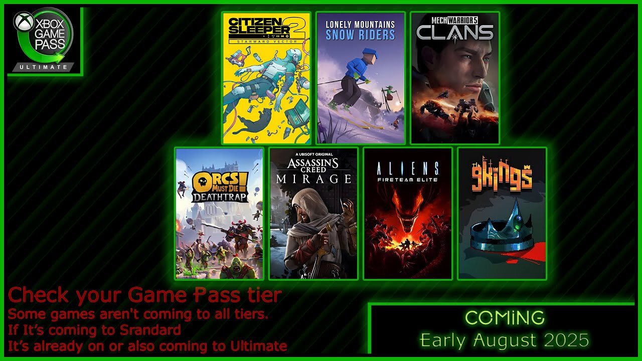 Coming to Xbox Game Pass Early August 2025