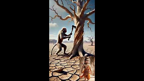 monkey and his child lives on a tree and monkey worried 😟