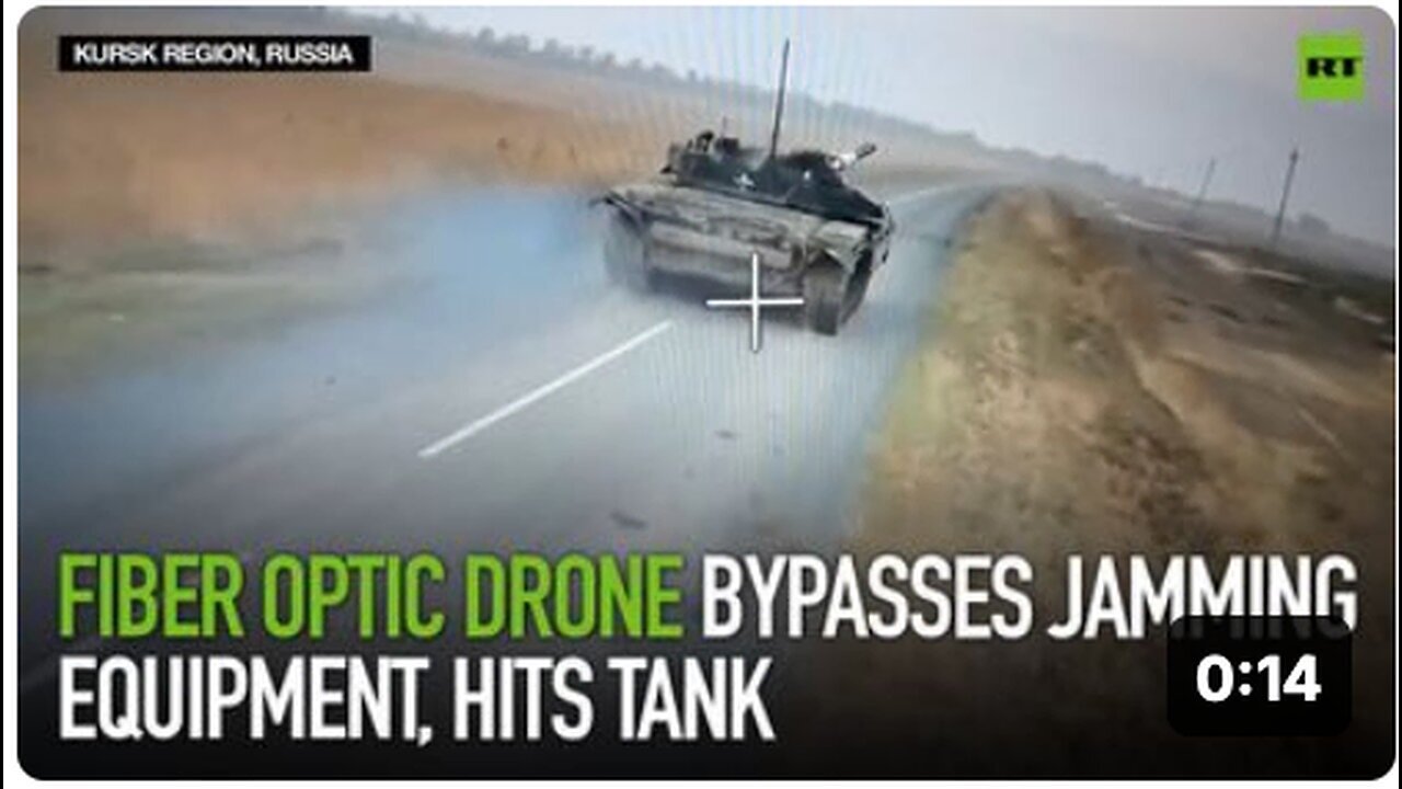 "Jamming Equipment Bypassed by Fiber Optic Drone, Successfully Targets Tank"