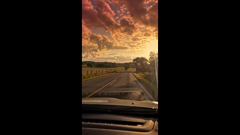 Driving Into Fire — Mesmerizing Sunset Road View