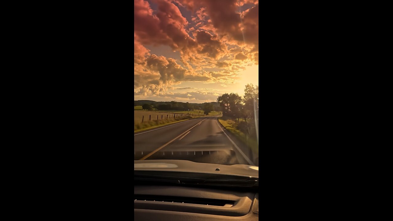 Driving Into Fire — Mesmerizing Sunset Road View