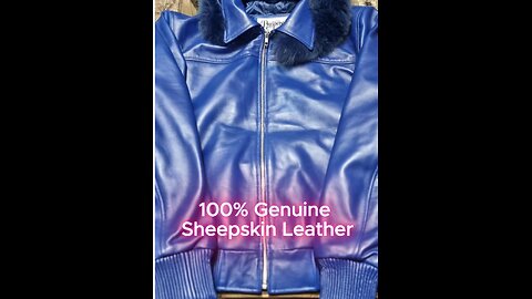 Premium Royal Blue Sheepskin Leather Jacket with Fur Hood