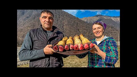 AZERBAIJANI KHASH REAL RECIPE made from COW'S HOOVES - Outdoor Cooking