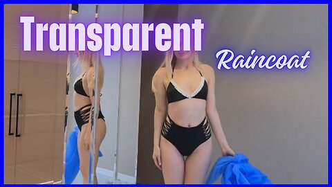 4K Transparent Blue Raincoat Try on haul USA