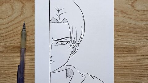 Easy anime half face drawing | How to draw levi akerman step by step | anime character for beginners