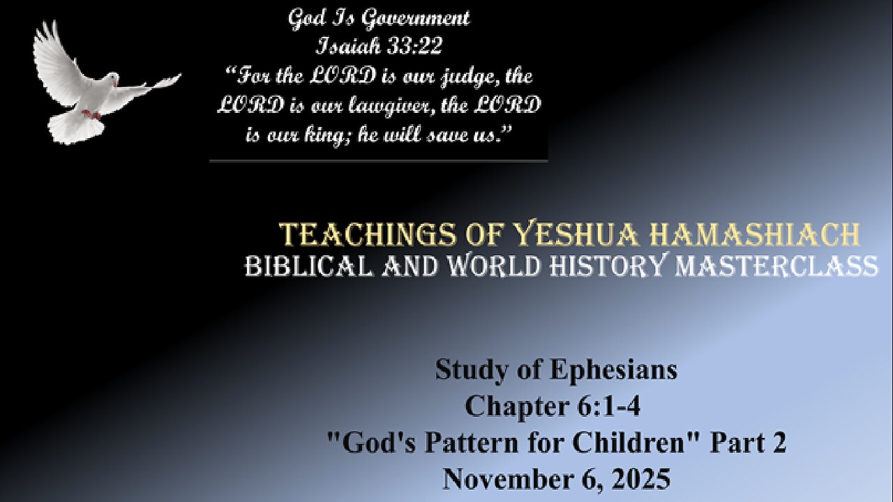 11-06-25 Study of Ephesians Chapter 6:1-4 "God's Pattern for Children" Part 2
