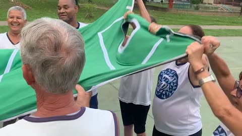Senior Citizen Parachute Soccer Game