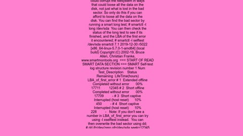 Device devsda [SAT], 1 Currently unreadable (pending) sectors