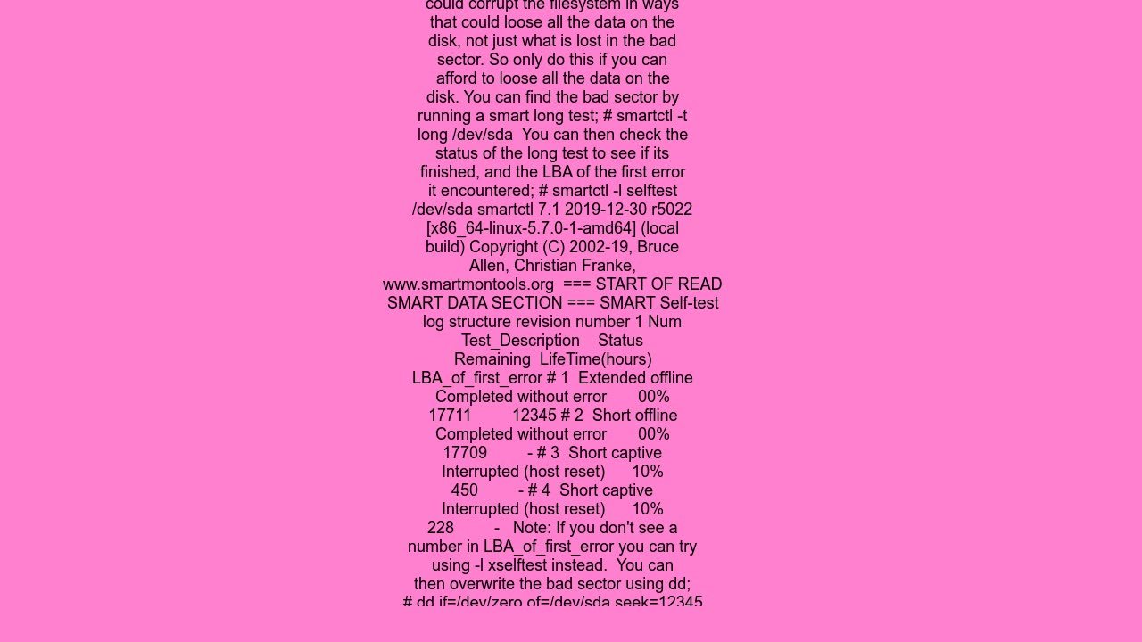Device devsda [SAT], 1 Currently unreadable (pending) sectors