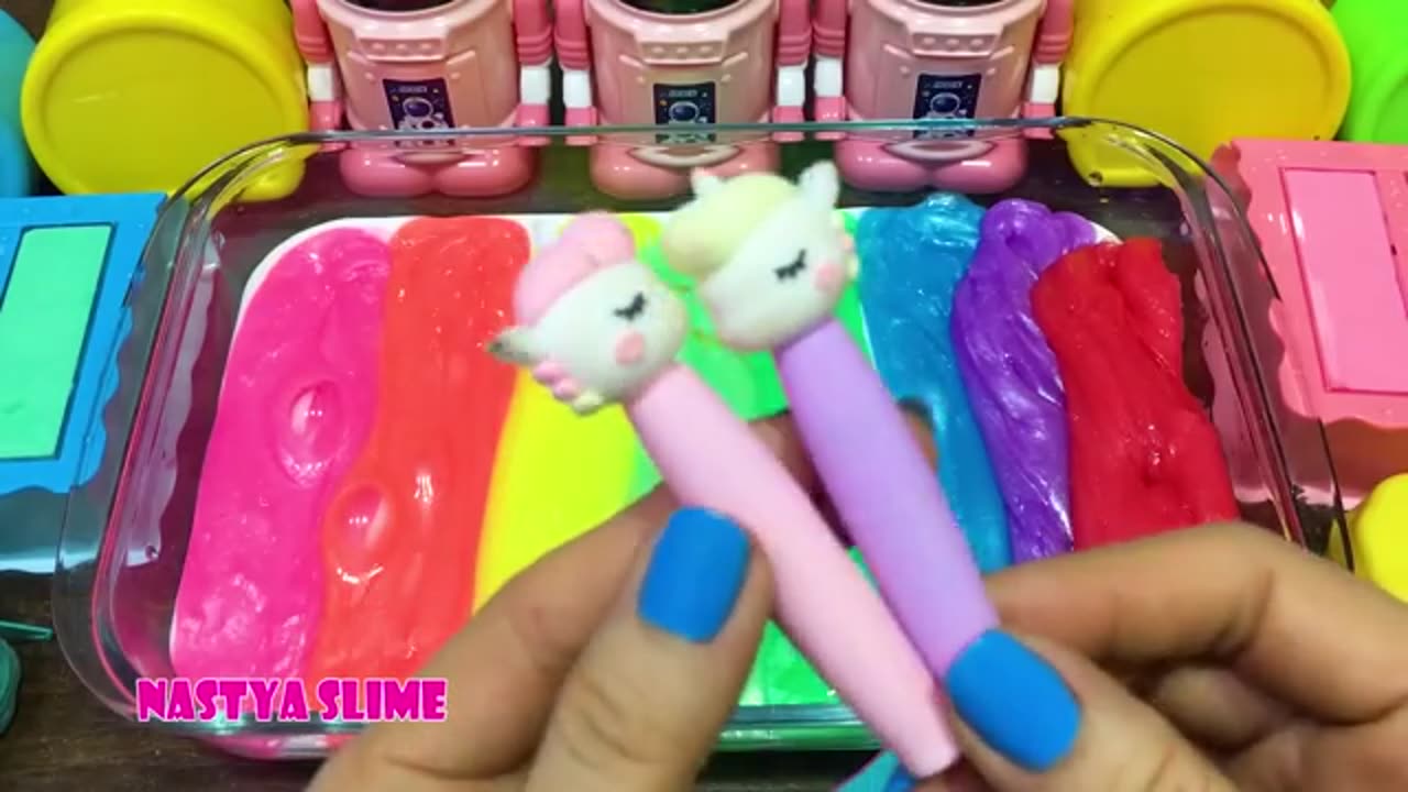 RAINBOW slime Mixing random into GLOSSY slime Satisfying Nastya Slime_part1