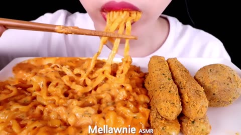 ASMR CHEESY CARBO FIRE NOODLES, CHEESE BALL, CHEESE STICKS