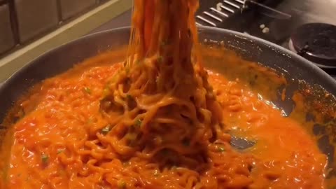Cheesy Buldak Ramen with Mozzarella sticks