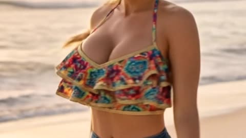 Sunset vibes hit different in this vibrant beach top, right? You need this glow-up look #BeachStyle