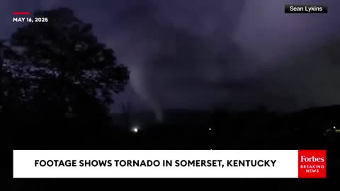 Lightning Reveals Tornado In The Night Sky Near Somerset, Kentucky