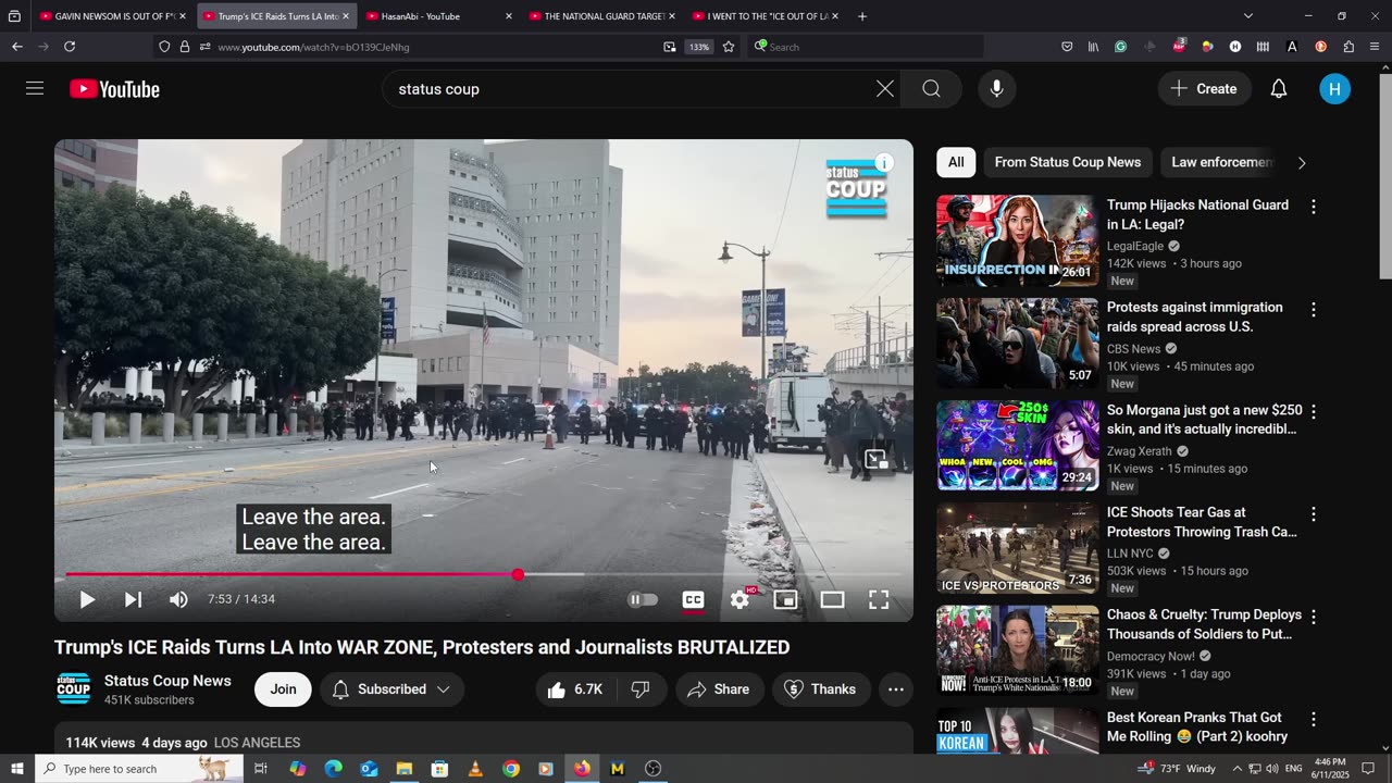 Escalation of LA protests into riots, immigrants criminalized for control, not justice.