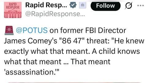 President Donald J. Trump Addresses former FBI Director James Comey's Assassination Threat