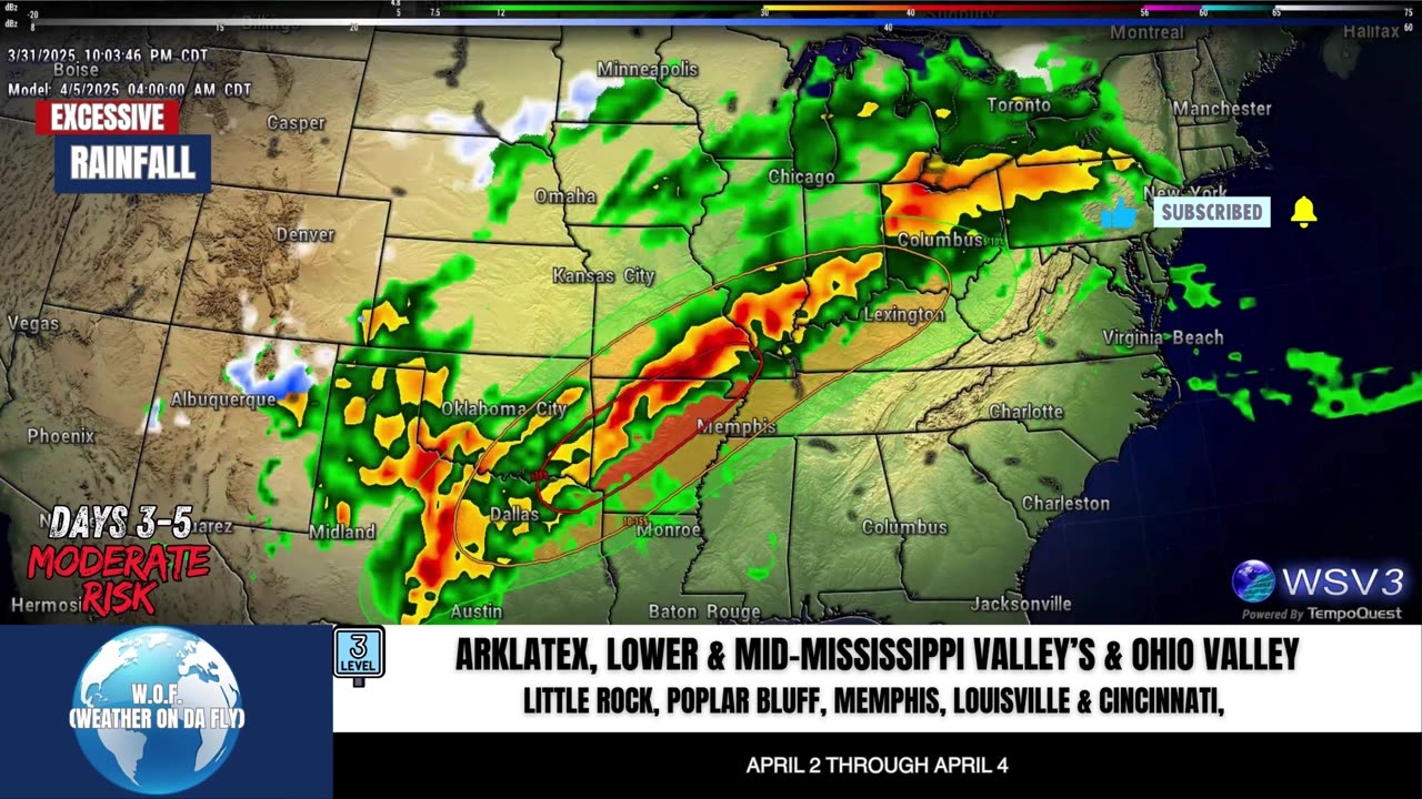 🌧️ Widespread Flash Flood Threat: ArkLaTex & MS/Ohio Valleys 4/2-4/4 #shorts #weatherupdate