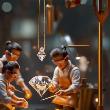 Miniature people working their eyes matches the diamond they're working on 💼#DreamJob #LuxuryLife