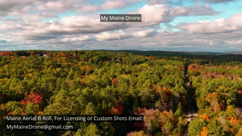 Maine B-Roll (No Sound): Aerial Views of Fall Foliage and Railroad Tracks in Gray, Maine Video 1