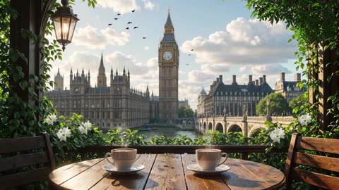 Smooth Jazz in London ☕🎶 Relaxing Music with Big Ben & a View of the Thames
