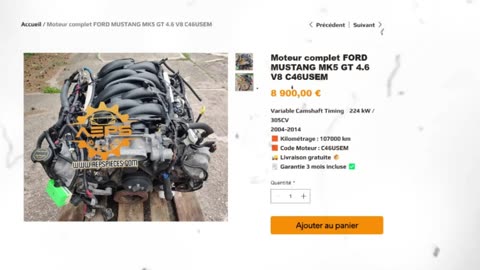 AEPSPIECES.COM - Moteur complet FORD MUSTANG MK5 GT 4.6 V8 C46USEM