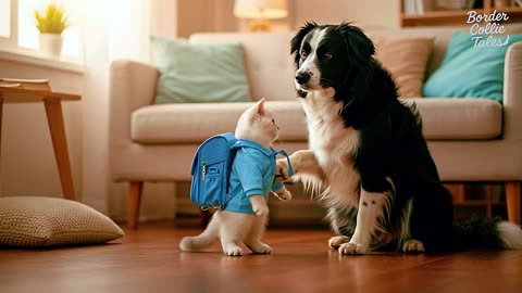 Mom Cat Is Away, Border Collie Cooks, Crafts, and Takes Care of Kittens in a Heartwarming Tale
