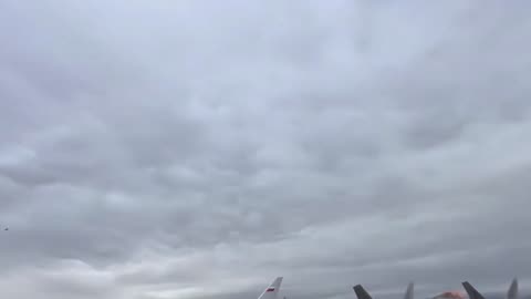 B-2 Spirit Escorted by F-22 Raptors Flies Over Trump and Putin Meeting