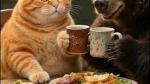 Orange Cat and Gorilla