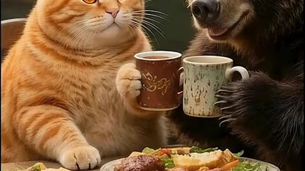 Orange Cat and Gorilla