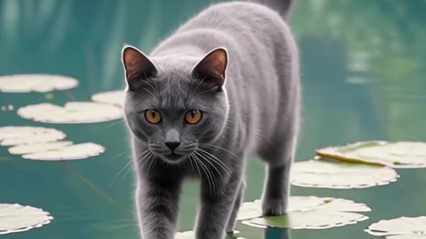 Kitty Walks on Water! 😺🌊 | Magic Cat Moment #Shorts
