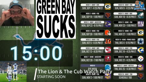 Here we go! Season 5 of The Lion and The Cub Show. Lions vs. Packers Watch Party