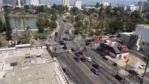 swarms of federal officers roaming a Los Angeles park