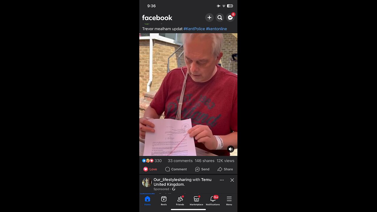 Ted D Legends : Trevor Meal ham showing papers after being attacked by police and bailiffs