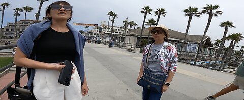 Preaching at Huntington Beach Pier: Praying For Two Women Who Bless Me For Preaching, Warning Americans of Judgment, Exalting Jesus and Preaching His Blood to The Beach Goers! 