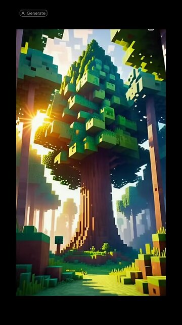 A Minecraft villager chopping down trees