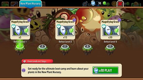 Plants vs Zombies 2 - Plant Nursery - Magnifying Grass - March 2025