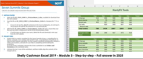 Shelly Cashman Excel 2019 | Module 3: End of Module Project 1 | Seven Summits Group (Update 2025)
