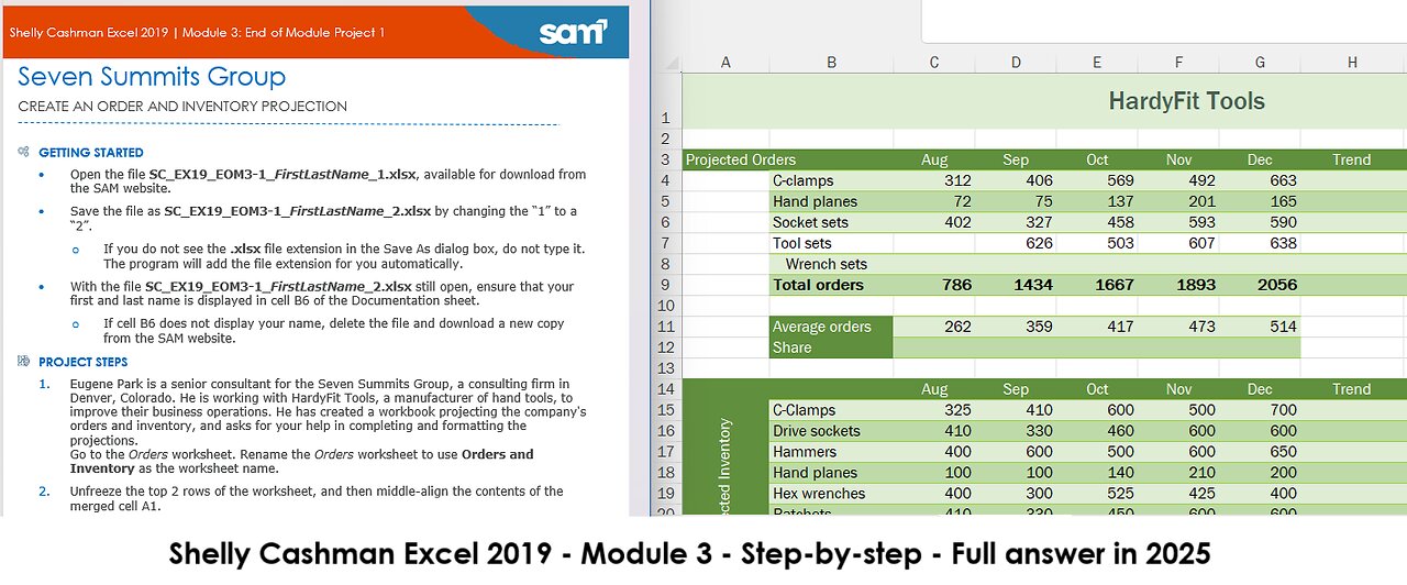 Shelly Cashman Excel 2019 | Module 3: End of Module Project 1 | Seven Summits Group (Update 2025)