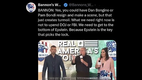 Bannon ~ We need to get to the bottom of Epstein.