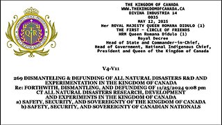 ROYAL DECREE 269 DISMANTLING & DEFUNDING OF ALL NATURAL DISASTERS R&D AND EXPERIMENTATION IN THE KI
