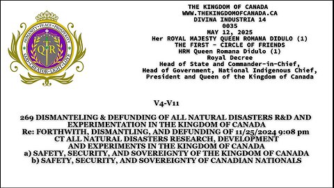 ROYAL DECREE 269 DISMANTLING & DEFUNDING OF ALL NATURAL DISASTERS R&D AND EXPERIMENTATION IN THE KI
