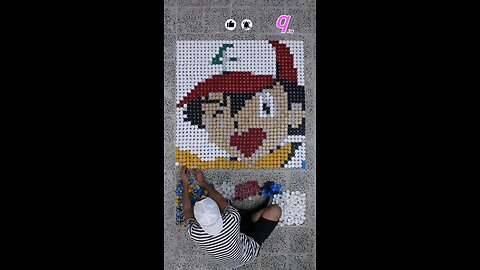 We built a 3D Pokémon masterpiece using 1,872 bottle caps! #3d #3dart #qamhani #Shorts #PokemonArt