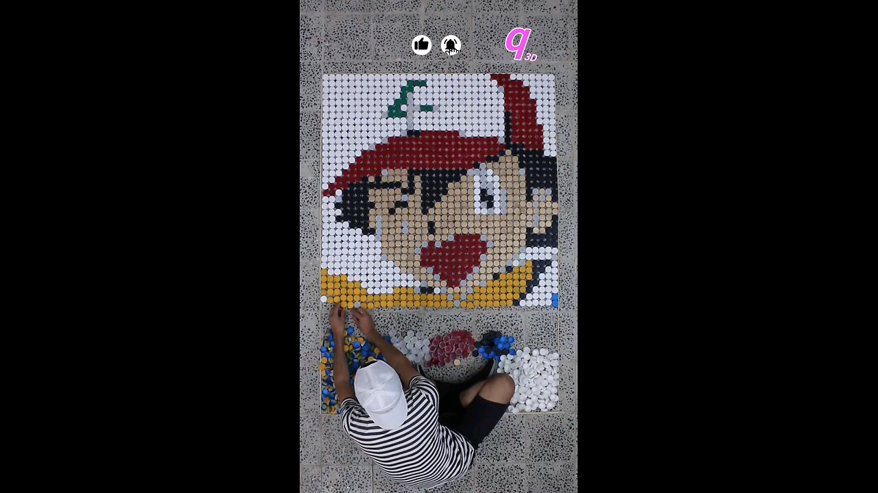 We built a 3D Pokémon masterpiece using 1,872 bottle caps! #3d #3dart #qamhani #Shorts #PokemonArt