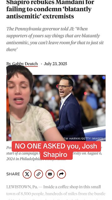 Josh Shapiro Smears Zohran Mamdani