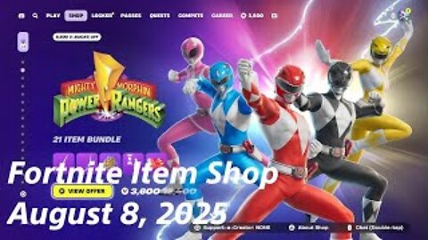 Fortnite Item Shop|August 8, 2025(*New* Power Rangers Bundle & More)