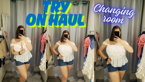 [4K] Summer Try-On in Changing Room | Feminine Tops & Denim Shorts | Tina Angel 👼