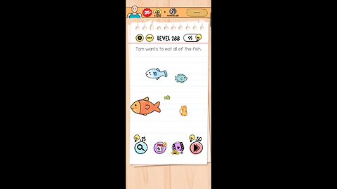Tom wants to eat all of the fish. Brain test level 288 !